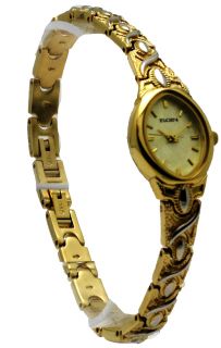 Elgin EG065 Women's Oval Matte Gold Tone Adjustable Bracelet Style Analog Watch
