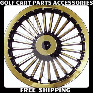 Gold 8" Golf Cart Hub Caps EZGO Club Car Yamaha Set of 4 Wheel Covers New