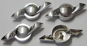 4 Chrome Wheel Spinners 2 Bar Stud Mount for Bolt on Wire Wheels Luxor Roadster