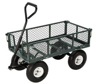 Farm Ranch 400 Pound Capacity Steel Heavy Duty Utility Cart Wagon Hay Green