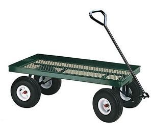 HD Garden Cart Nursery Trailer Wagon Gardening Wheelbarrows w Pneumatic Tires
