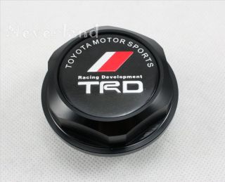 TRD Style Auto Engine Oil Fuel Filler Fill Tank Cap Cover Plug Black Billet