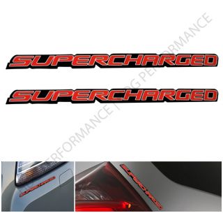 Pair of Supercharged Engine Red Sticker Decal Bumper Emblem Fender Badge