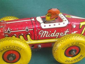 Vintage 1940's Marx 7 Midget Racer Balloon Tires Wind Up Tin Toy RARE Race Car
