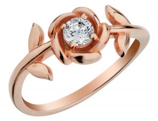 1 3 Carat White Topaz Flower Ring in Sterling Silver with Rose Gold Plating