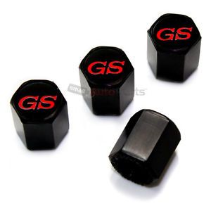 4 Buick GS Red Logo Black Tire Wheel Air Pressure Stem Valve Caps Covers