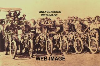 1915 Harley Davidson Motorcycle Factory Race Team Photo