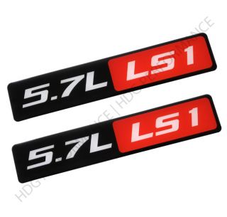 Pair of 5 7L LS1 Engine Red Black Sticker Decal Bumper Emblem Fender Badge
