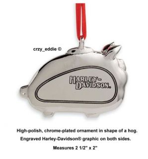 Harley Davidson® Polished Chrome Pig Hog Ornament NR Christmas Holiday