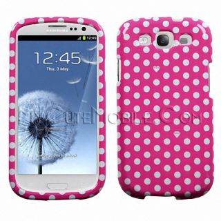 Samsung Galaxy s III i9300 Case Two Piece Pink Polka Dot Hard Cover Faceplate