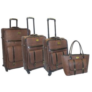 Adrienne Vittadini Matte Croco 4 Piece Luggage Set