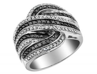 1 3 Carat CTW White and Black Diamond Ring in Sterling Silver