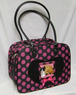 Pet Carrier Small Animal Tote Bag Cat Dog Travel Case New Large Pink Dots