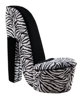 Kings Brand Zebra Design Fabric High Heel Accent Shoe Chair New