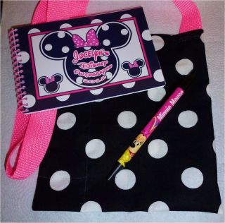 Personalized Disney Pink Black Polka Dot Minnie Mouse Autograph Book Bag Pen