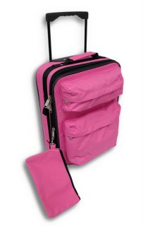 Pink Canvas Trolley Case Rolling Carry on Luggage 17 In