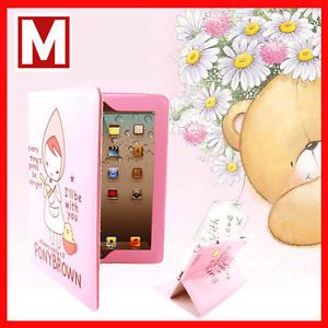Smart Korean Cute Leather Girl Stand Case Cover for Apple New iPad 3 2 Pink