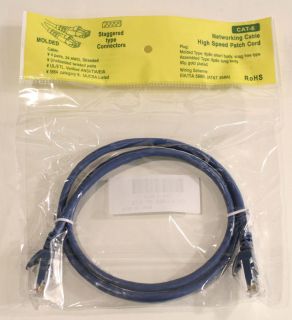 Snagless Cat6 Cat 6 Blue Ethernet 3' 3 Foot ft Cord Patch Cable
