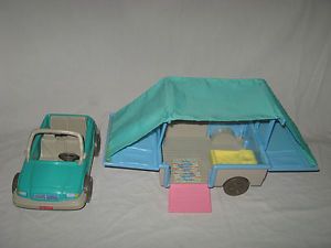 Fisher Price Loving Family Car camper RV Pop Up Trailer Toys