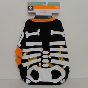 Pet Halloween Costume Pajamas Skeleton Bones T Shirt Sz Medium Dog Dress Up New