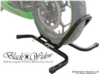 Black Widow Motorcycle Wheel Chock Self Locking Bike Stand Chocks BW CH DX4