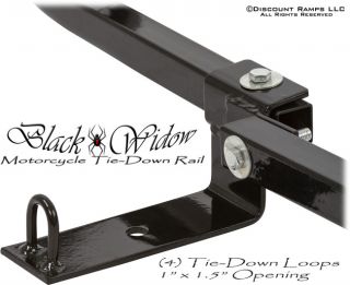 Black Widow Motorcycle Tie Down Strap Trailer Wheel Chock Rail Channel BW MTDR