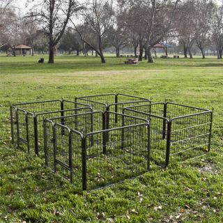 2 x 8 Panel Heavy Duty Cage Pet Dog Cat Fence Exercise Metal Play Pen Kennel