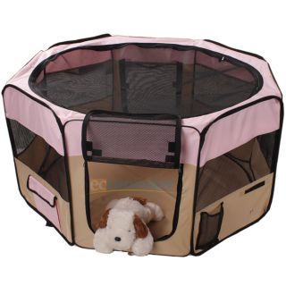 New 48" Large 2 Door Playpen Pet Puppy Dog Cat Tent Crate Exercise Kennel Pink