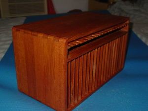 Danish Modern Kalmar Teak Wood CD DVD 20 Case Rack Wall Box Eames Mid Century