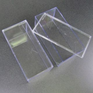 2 Clear Plastic Acrylic Display Boxes Cases for Beanie Baby Storage with Lid