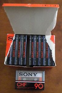 Vintage Box of 10 Sony CHF 90 Cassettes Tape Japan New SEALED