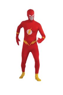 The Flash 2nd Skin Lycra Bodysuit Mens Superhero Fancy Dress Adult Skin Costume