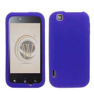 For LG myTouch E739 Cell Phone Solid Dark Blue Silicone Skin Gel Cover Case