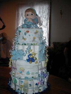 Precious Moments Diaper Cake "Baby" Shower Its A Boy