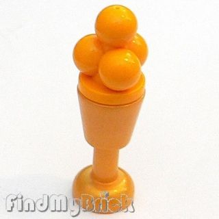 F011BF020A Lego Bright Orange Ice Cream Gold Cup Scoops Minifigure Food New