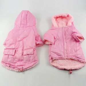 Pink Padded Dog Clothes Puffer Hoodie Dog Puppy Pet Winter Coat Jacket Small