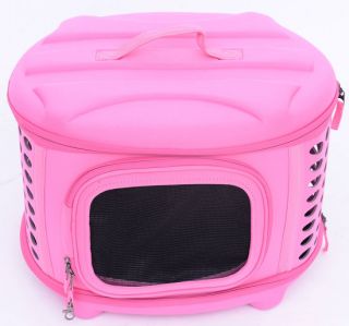 Folading Eva Pet Dog Cat Travel Carrier Portable Handbag Tote Crate Bag Pink
