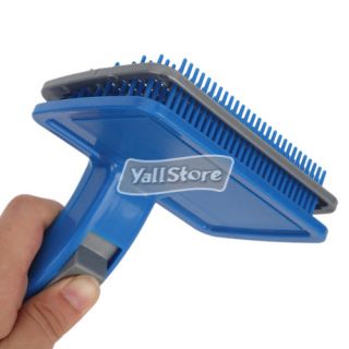 Pet Brush with Automatic Hair Release Blue L Size Dog Cat Comb Grooming