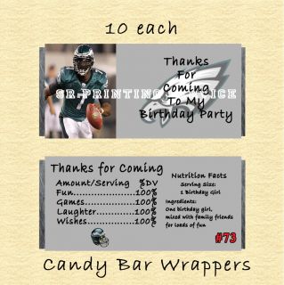 Dallas Cowboys Philadelphia Eagles Birthday Invitation THK U Sticker Candy Wrap