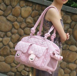 Sherpa Series Faux Pink Leather Pet Carrier Small Dog or Cat Airline Tote Bag