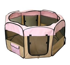 New Dog Pet Cat Puppy Playpen Kennel Exercise Pen Crate House Tent Pink