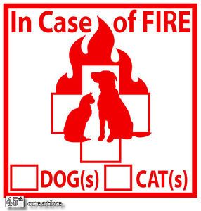 Pet Alert Emergency Dog Cat Fire Safety Decal Sticker