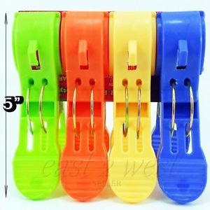 Big 5" Heavy Duty Long Plastic Spring Clamps Clothes Pins Hanging Pegs Clips