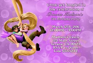Disney Tangled Rapunzel Birthday Party Invitations