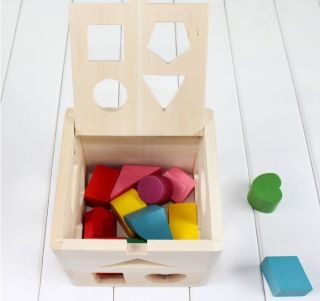 Baby's Wooden Educational Shape Block Sorting Learning Sorter Box Kids Toy Set