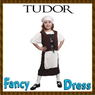 New Childrens Tudor Poor Girl Fancy Dress Molly Maid Costume Girls Party Outfit