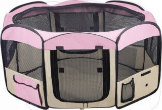 Pet Dog Folding Indoor Outdoor Portable Travel Play Pen Cage Crate w Carry Case