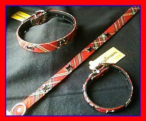Red Plaid Bone Studded Dog Collar x Small Boy Girl Dog Clothes Pet Apperal Cute
