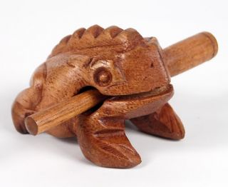 Thai Hand Carved Wooden Croaking Frog Made in Thailand New 2 5 inch Wood Toy