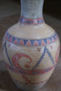 Vintage Ethnic Clay Pottery Folk Art Vase Ceramic Hand Made Painted Crafted Pot